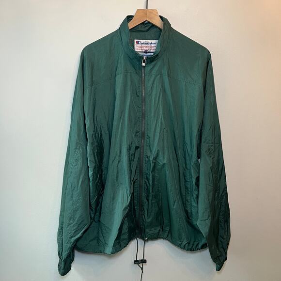 Vintage Champion Men's Full Zip Windbreaker Jacket Dark Green Size X-Large - Picture 1 of 4